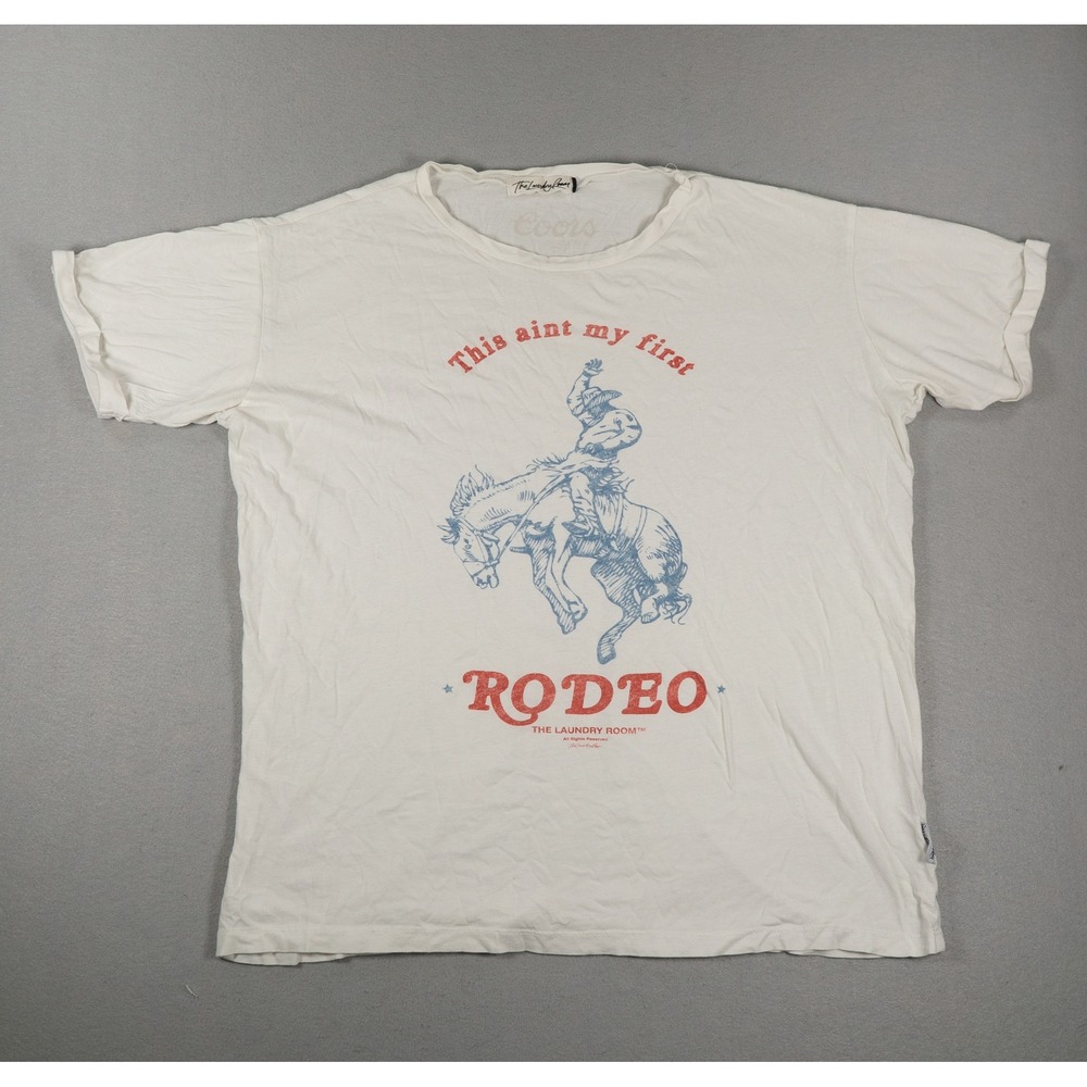 The Laundry Room Womens Rodeo Graphic Tee Short Sleeve White Western Shirt L